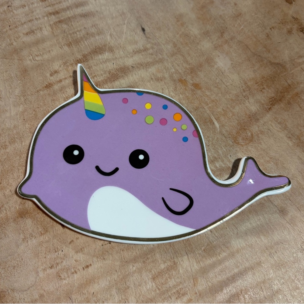 Cute Purple Narwhal Jewelry Plate
